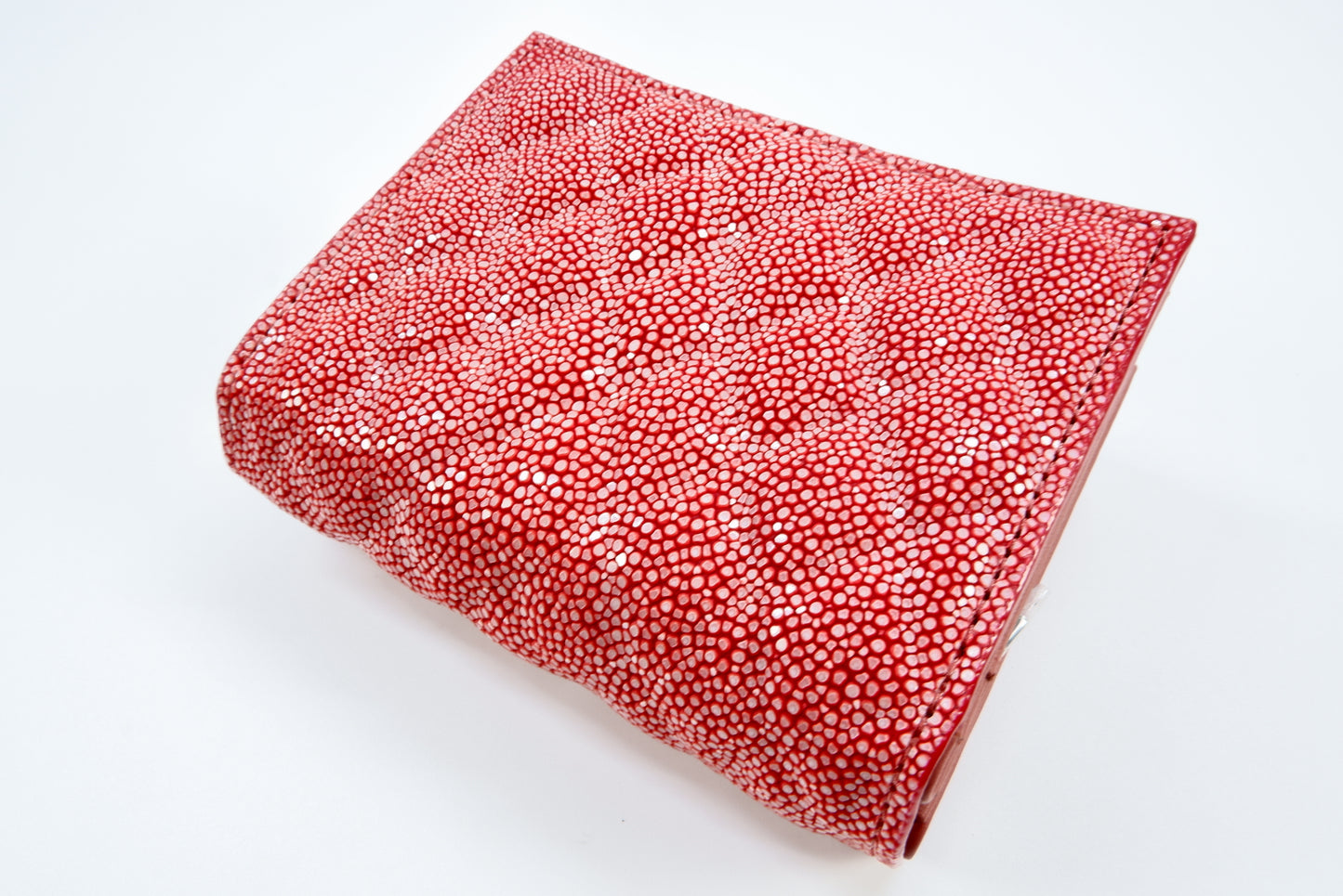 Genuine Stingray Skin Leather Diamond Embossed Medium Clutch Wallet Zip Coins Purse