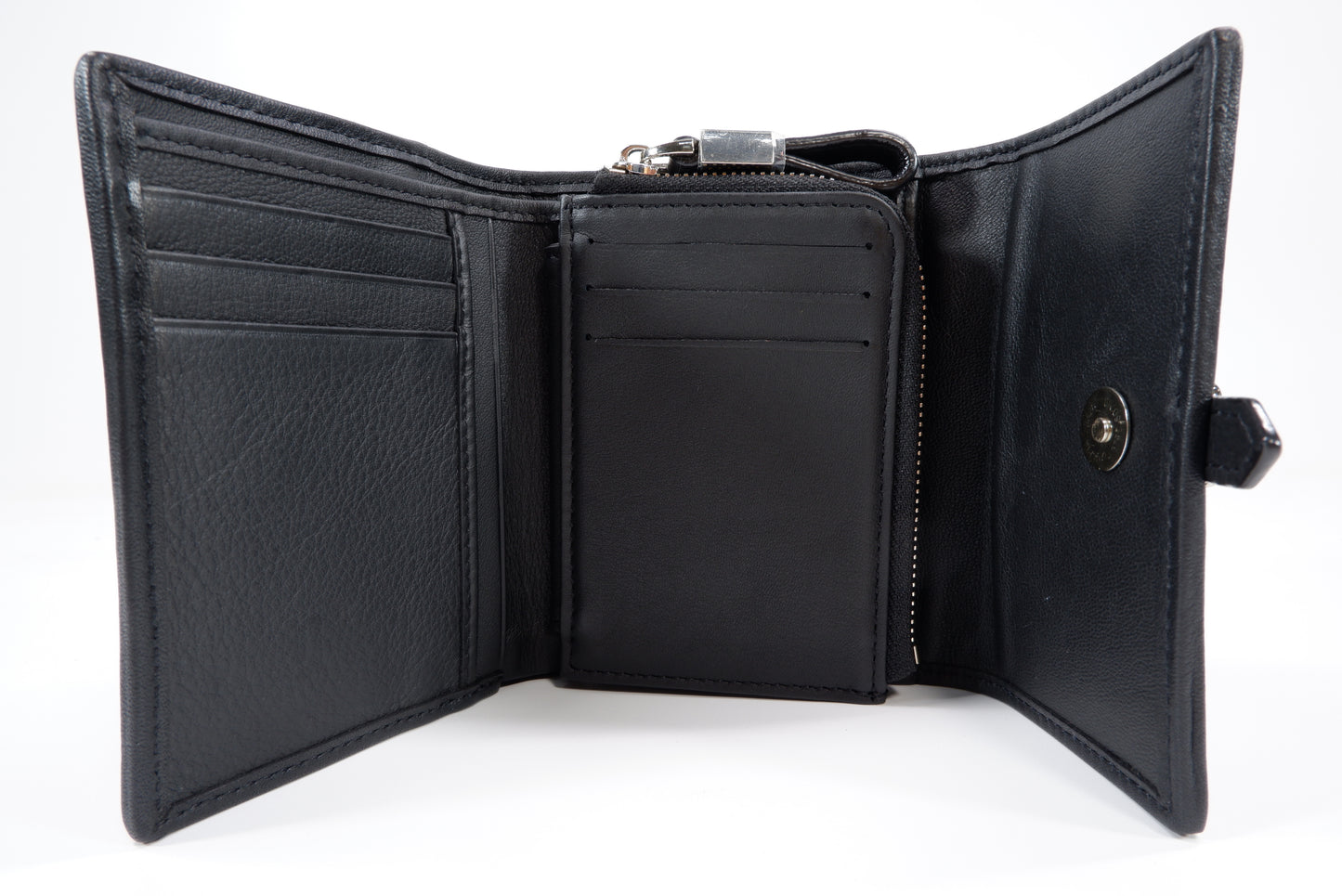 Genuine Stingray Skin Leather Medium Clutch Wallet Zip Coins Purse with Silver Buckle