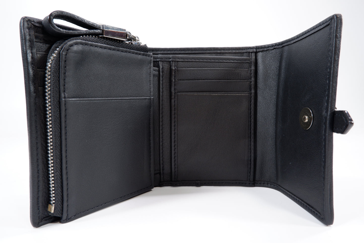 Genuine Stingray Skin Leather Medium Clutch Wallet Zip Coins Purse with Silver Buckle