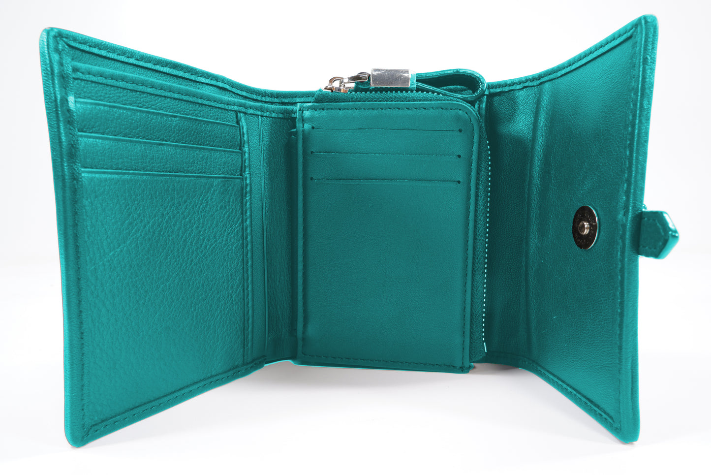 Genuine Stingray Skin Leather Medium Clutch Wallet Zip Coins Purse with Silver Buckle