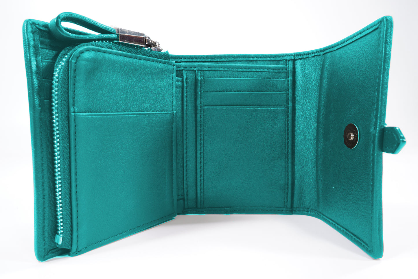 Genuine Stingray Skin Leather Medium Clutch Wallet Zip Coins Purse with Silver Buckle