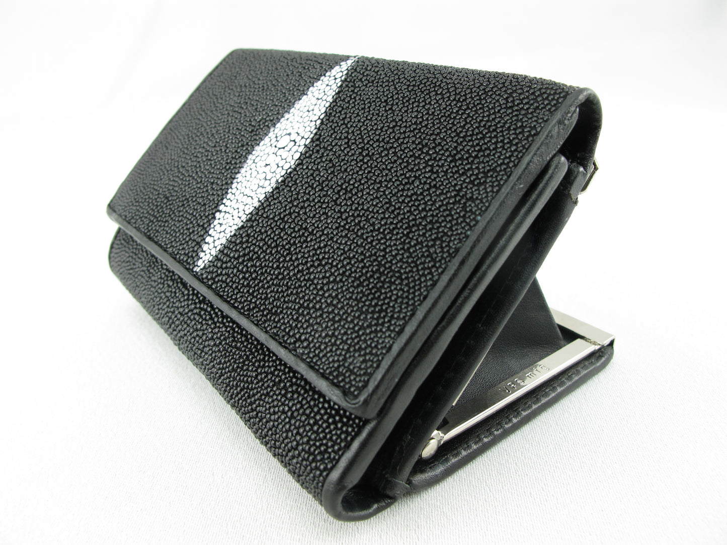 Genuine Stingray Skin Leather Medium Trifold Clutch Wallet Coins Purse