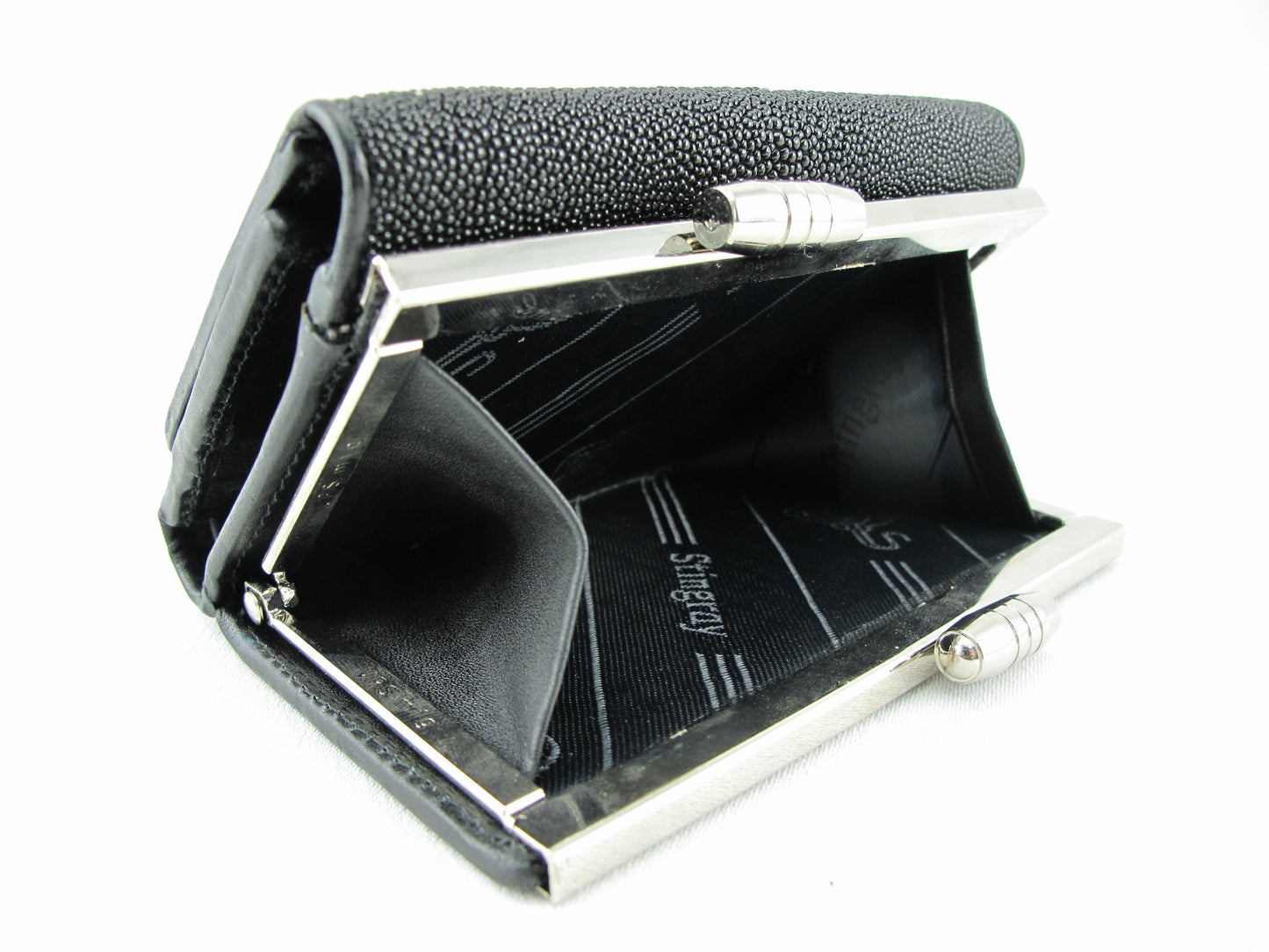 Genuine Stingray Skin Leather Medium Trifold Clutch Wallet Coins Purse