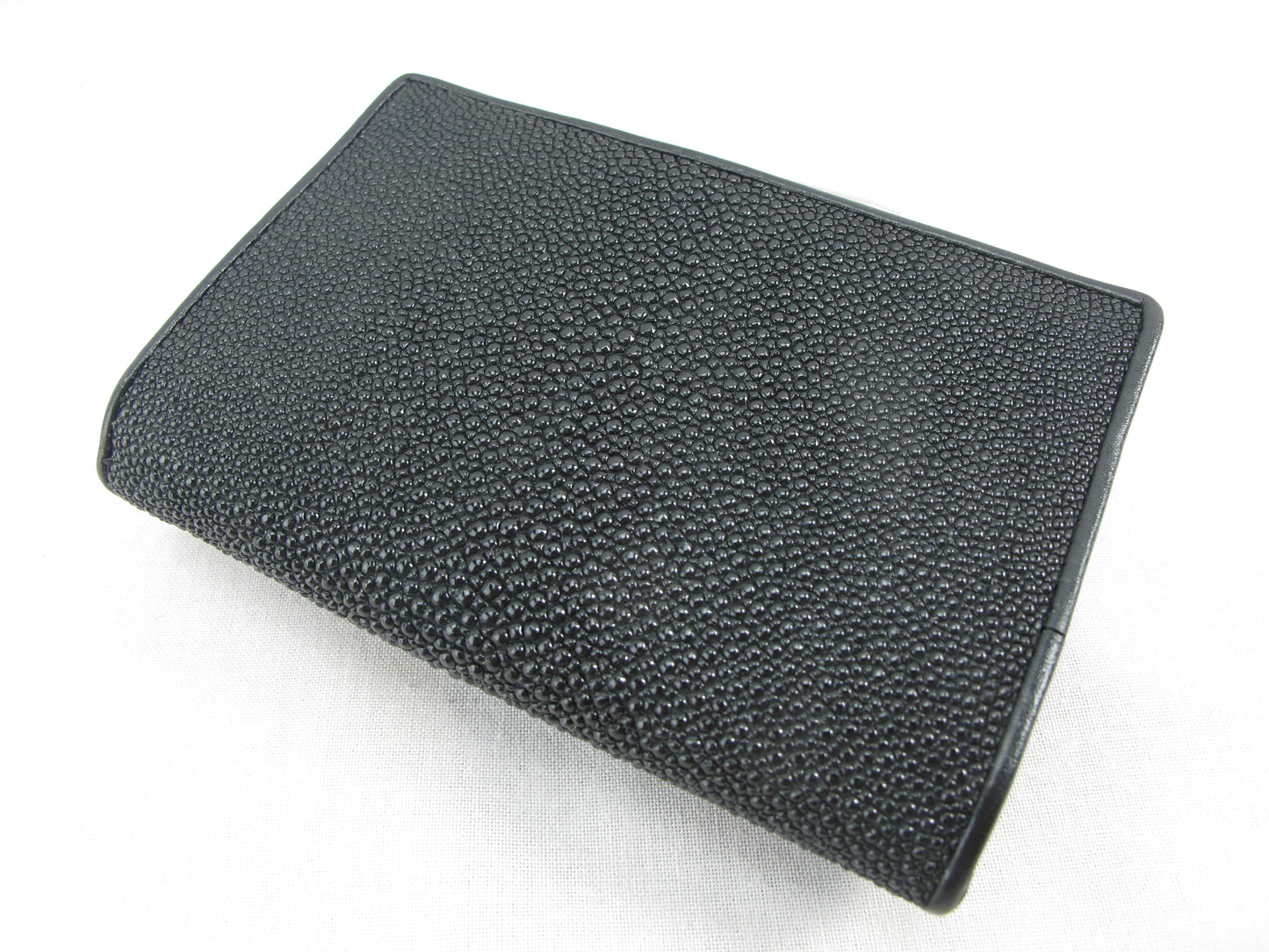 Genuine Stingray Skin Leather Medium Trifold Clutch Wallet Coins Purse