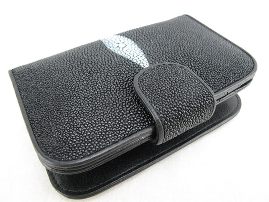Genuine Stingray Skin Leather Medium Clutch Wallet Zip Coins Purse