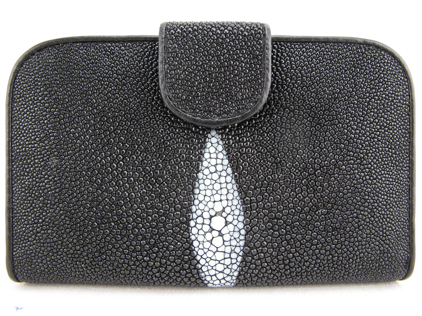 Genuine Stingray Skin Leather Medium Clutch Wallet Zip Coins Purse