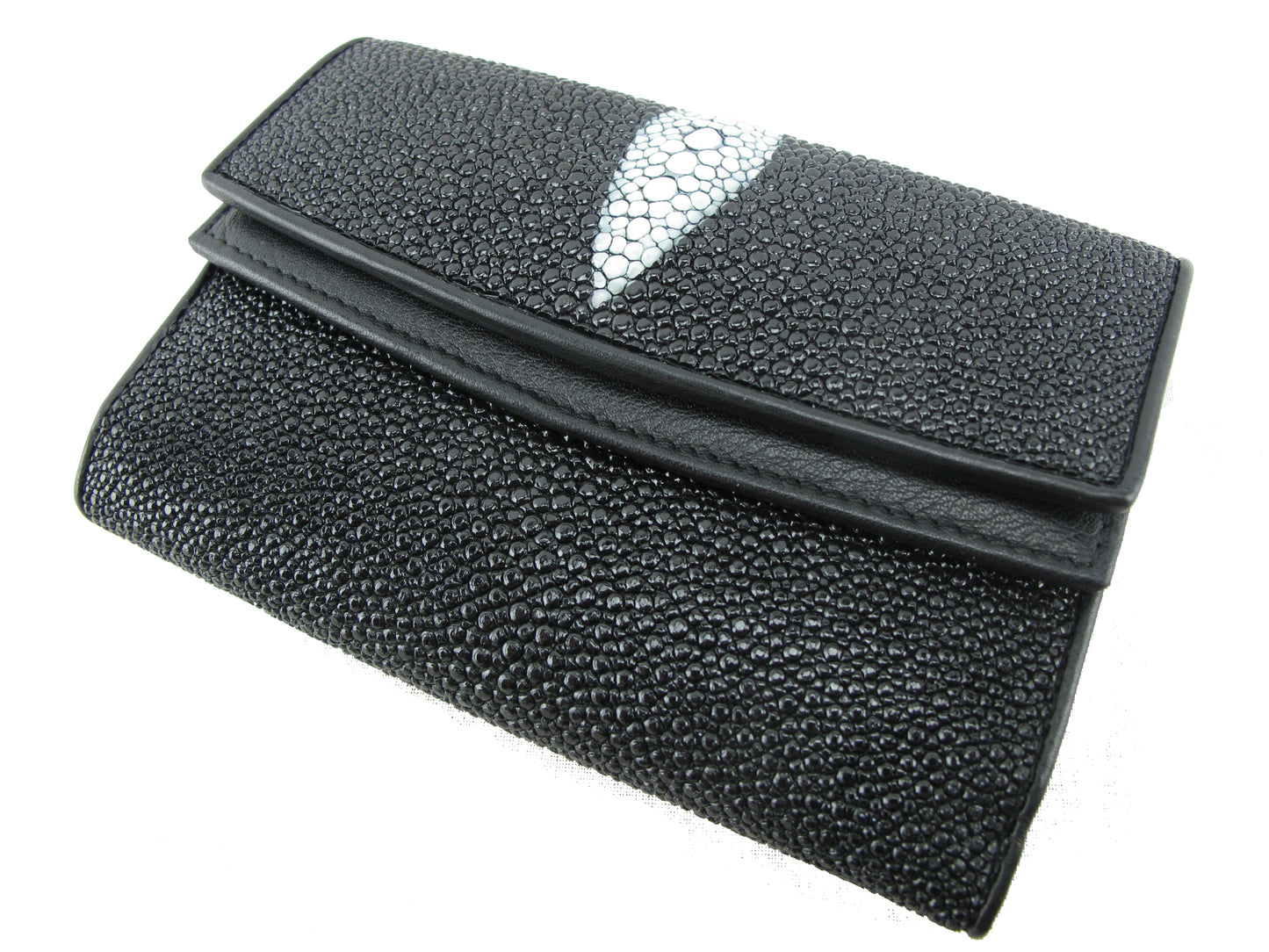 Genuine Stingray Skin Leather Medium Trifold Clutch Wallet Coins Purse