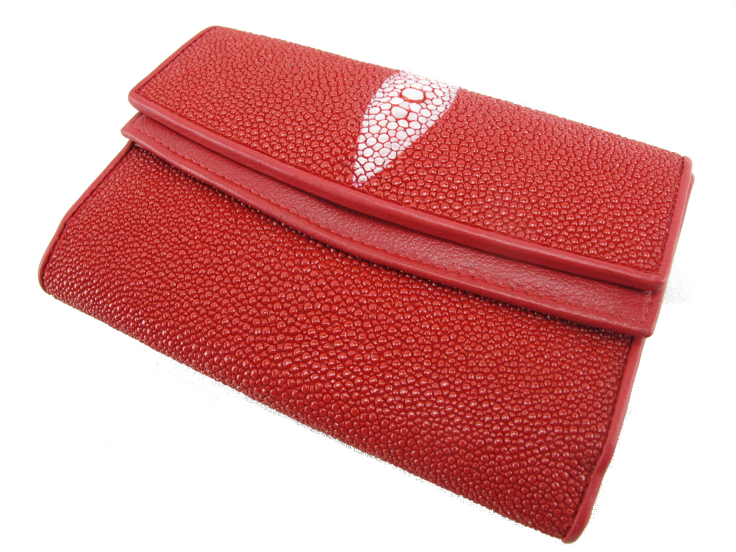 Genuine Stingray Skin Leather Medium Trifold Clutch Wallet Coins Purse