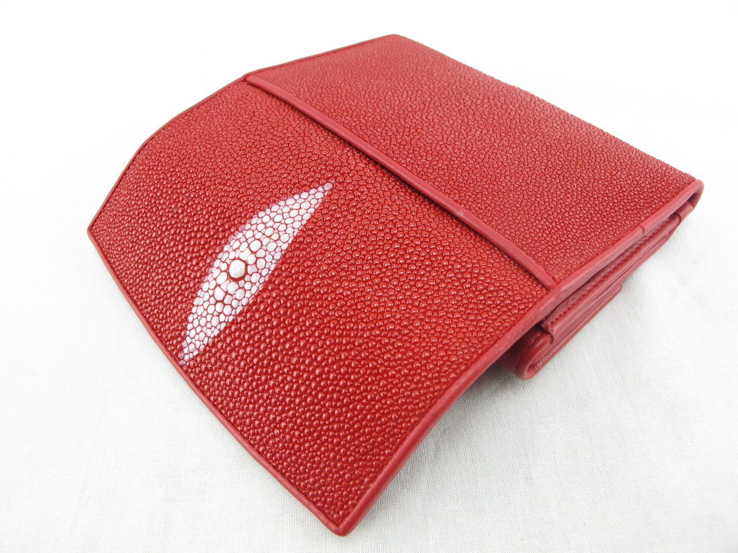 Genuine Stingray Skin Leather Medium Trifold Clutch Wallet Coins Purse