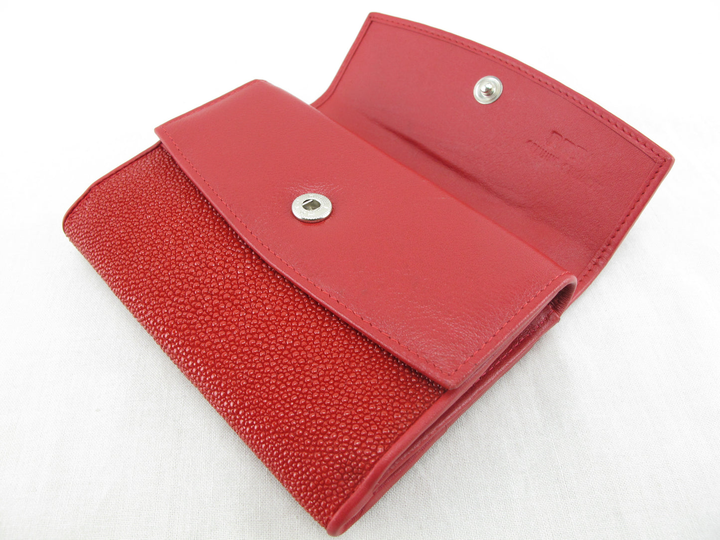 Genuine Stingray Skin Leather Medium Trifold Clutch Wallet Coins Purse