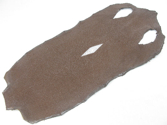 Genuine Stingray Skin Leather Long Shape Hide Pelt Nut Brown