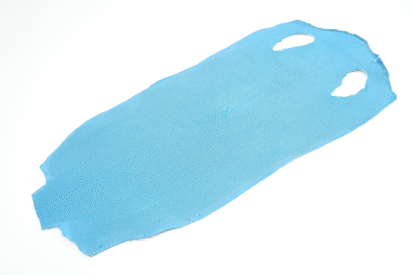 Genuine Stingray Skin Leather Long Shape Hide Pelt Turquoise Blue