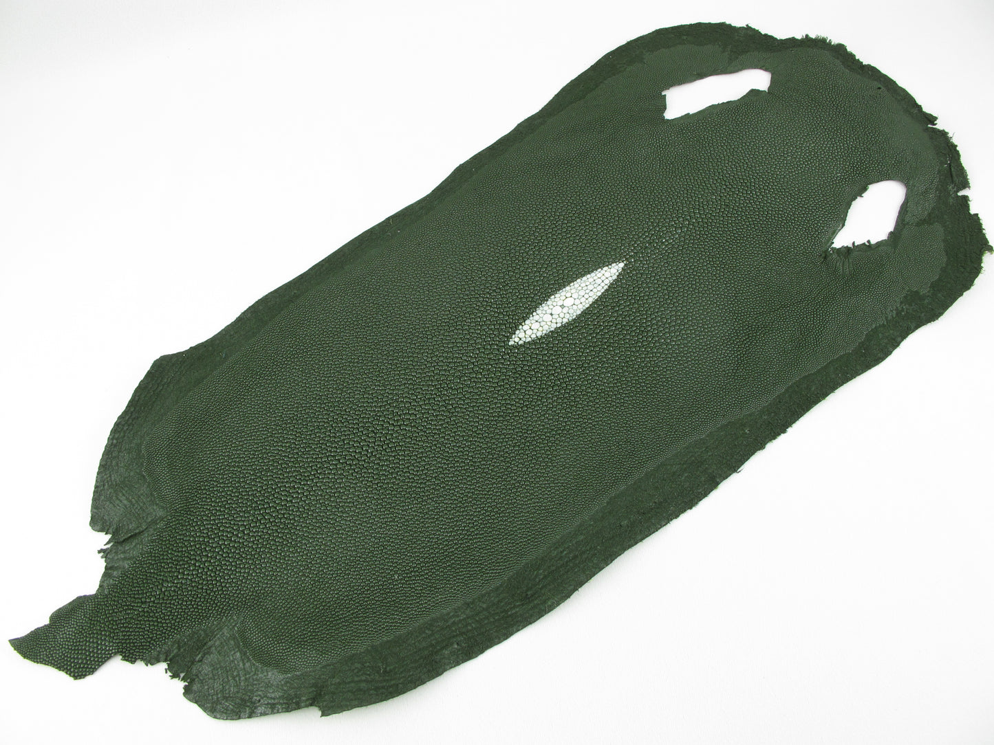 Genuine Stingray Skin Leather Long Shape Hide Pelt Chrome Green