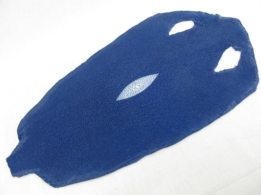 Genuine Stingray Skin Leather Round Shape Hide Pelt Cobalt Blue