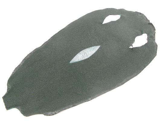 Genuine Stingray Skin Leather Round Shape Hide Pelt Fir Green