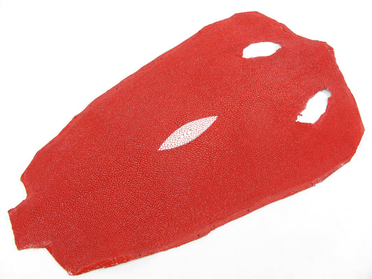 Genuine Stingray Skin Leather Round Shape Hide Pelt Carmine Red
