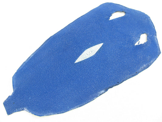 Genuine Stingray Skin Leather Round Shape Hide Pelt Ultramarine Blue