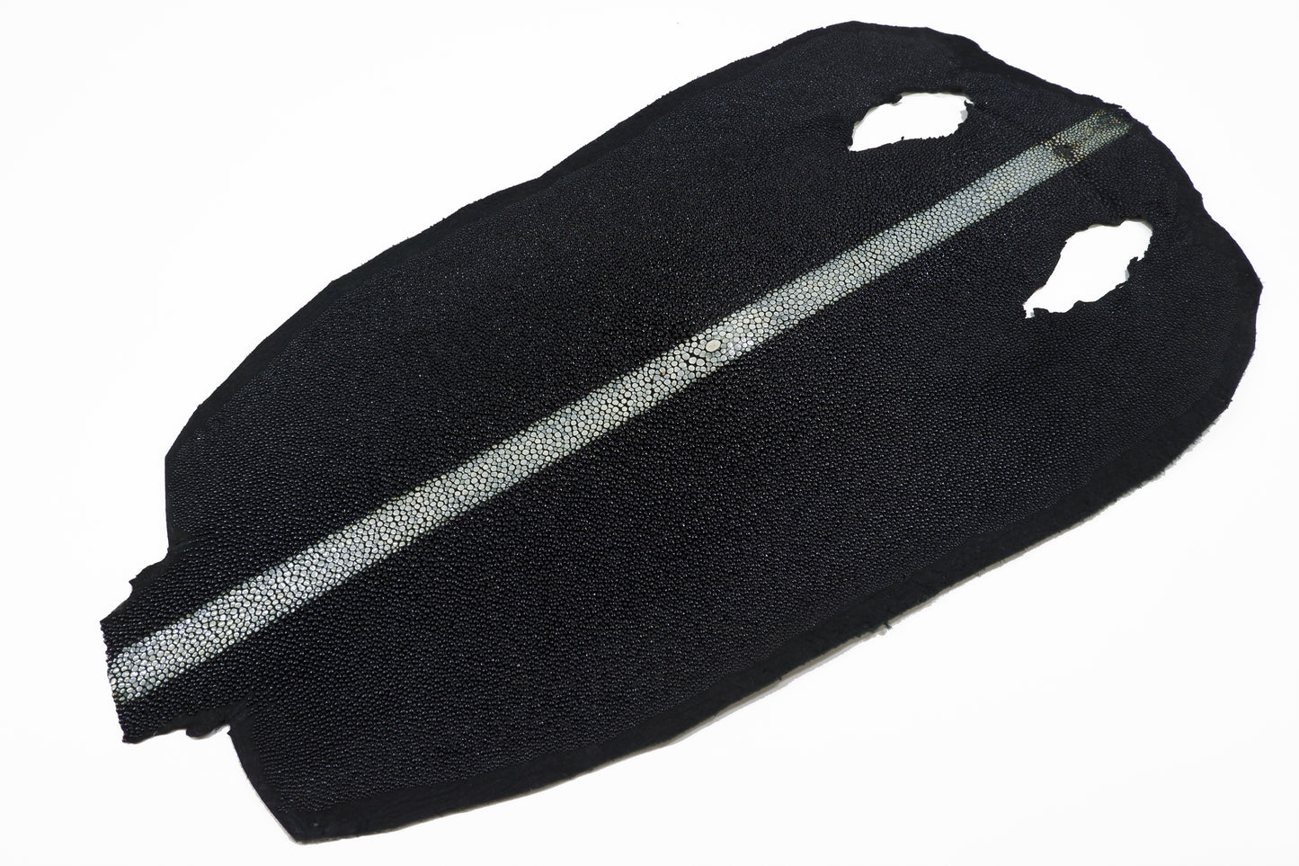 Genuine Stingray Skin Leather Round Shape Hide Pelt Black