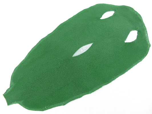 Genuine Stingray Skin Leather Round Shape Hide Pelt Moss Green