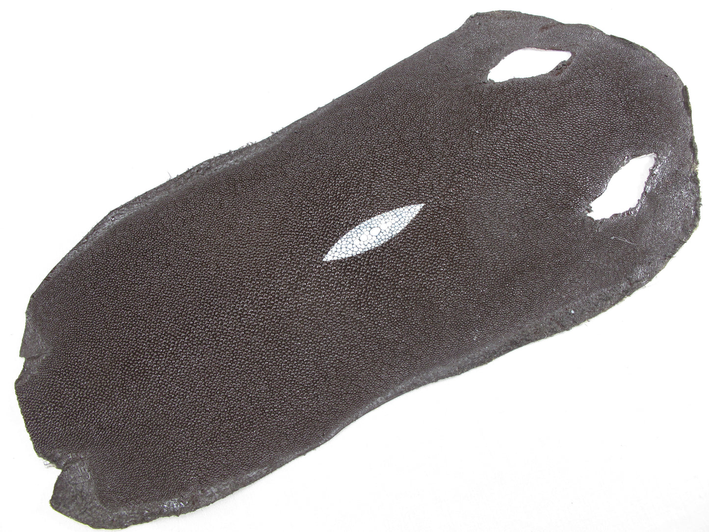 Genuine Stingray Skin Leather Long Shape Hide Pelt Chocolate Brown