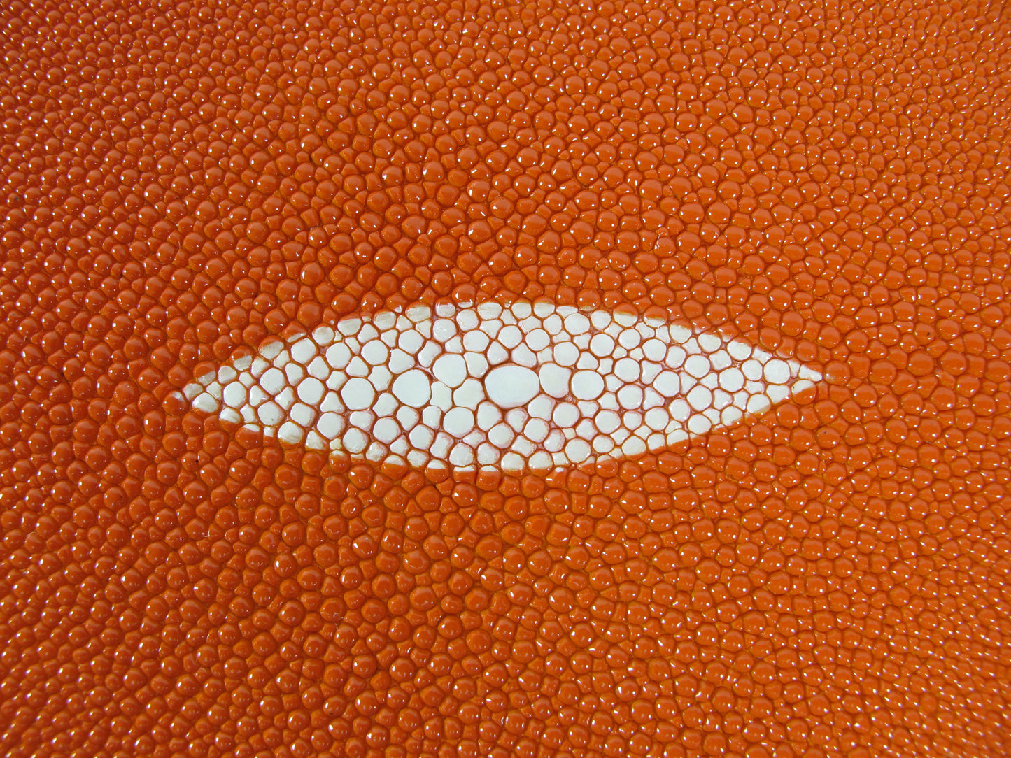 Genuine Stingray Skin Leather Long Shape Hide Pelt Traffic Orange