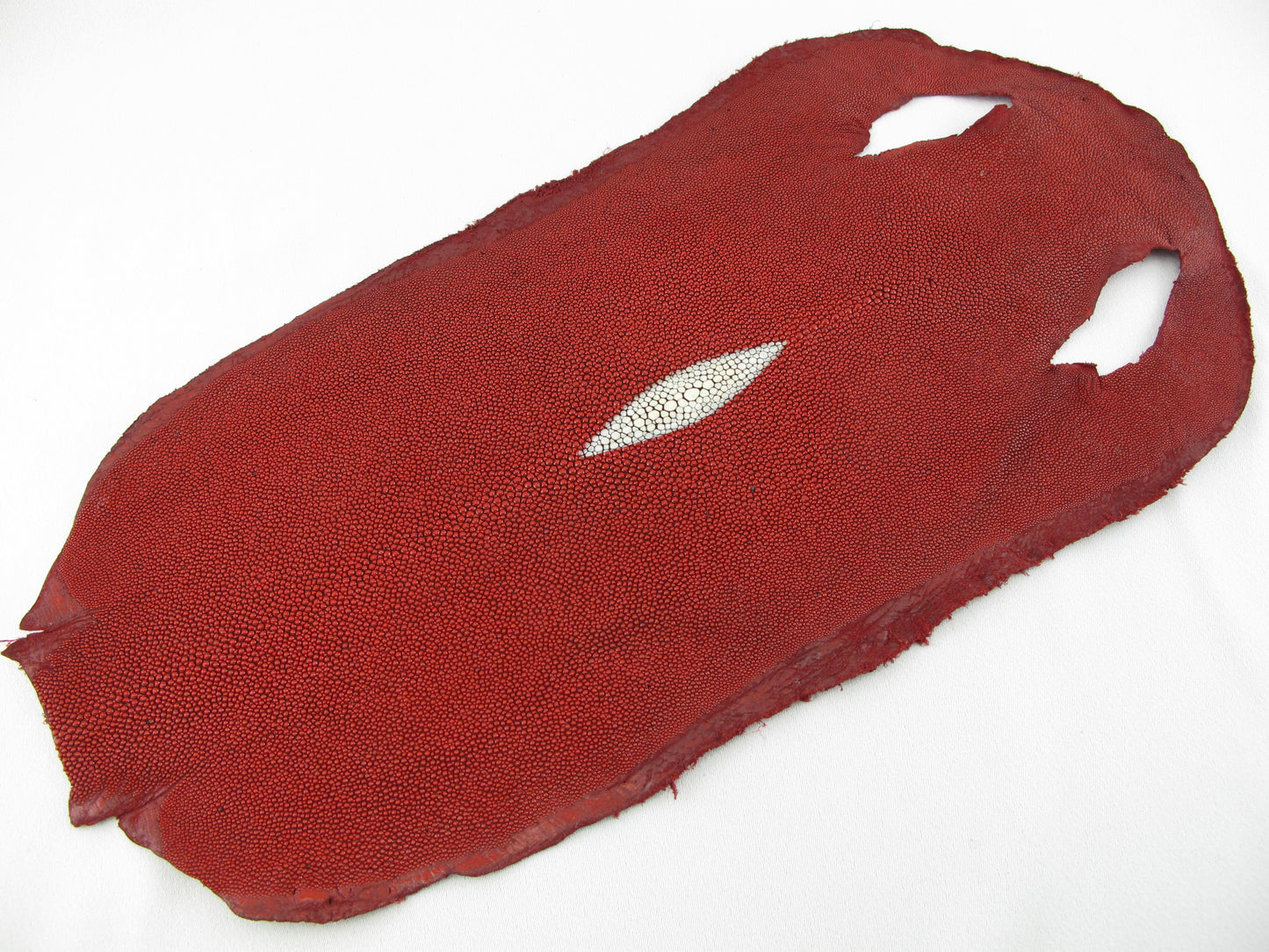 Genuine Stingray Skin Leather Long Shape Hide Pelt Ruby Red