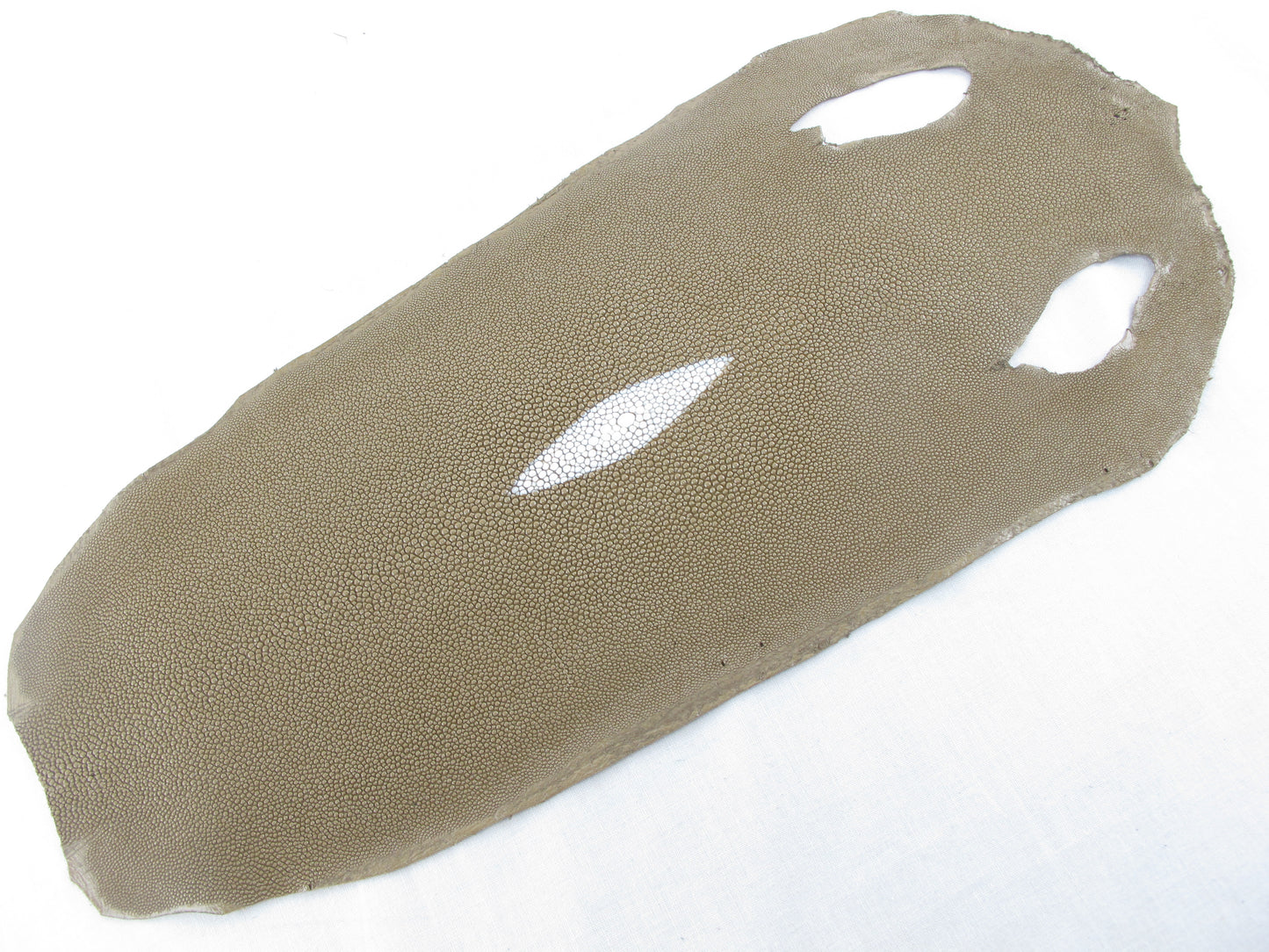Genuine Stingray Skin Leather Long Shape Hide Pelt Beige