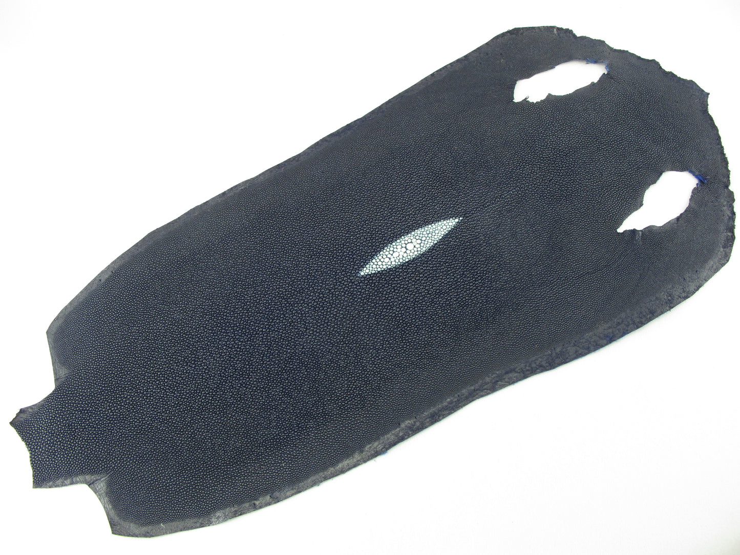 Genuine Stingray Skin Leather Long Shape Hide Pelt Steel Blue