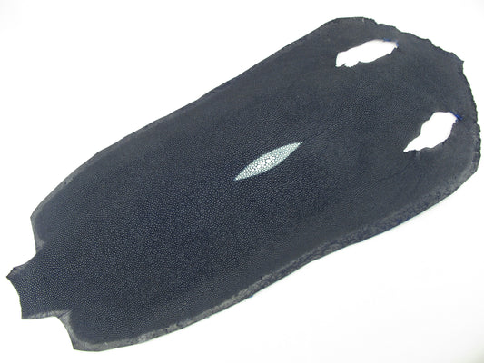 Genuine Stingray Skin Leather Long Shape Hide Pelt Steel Blue