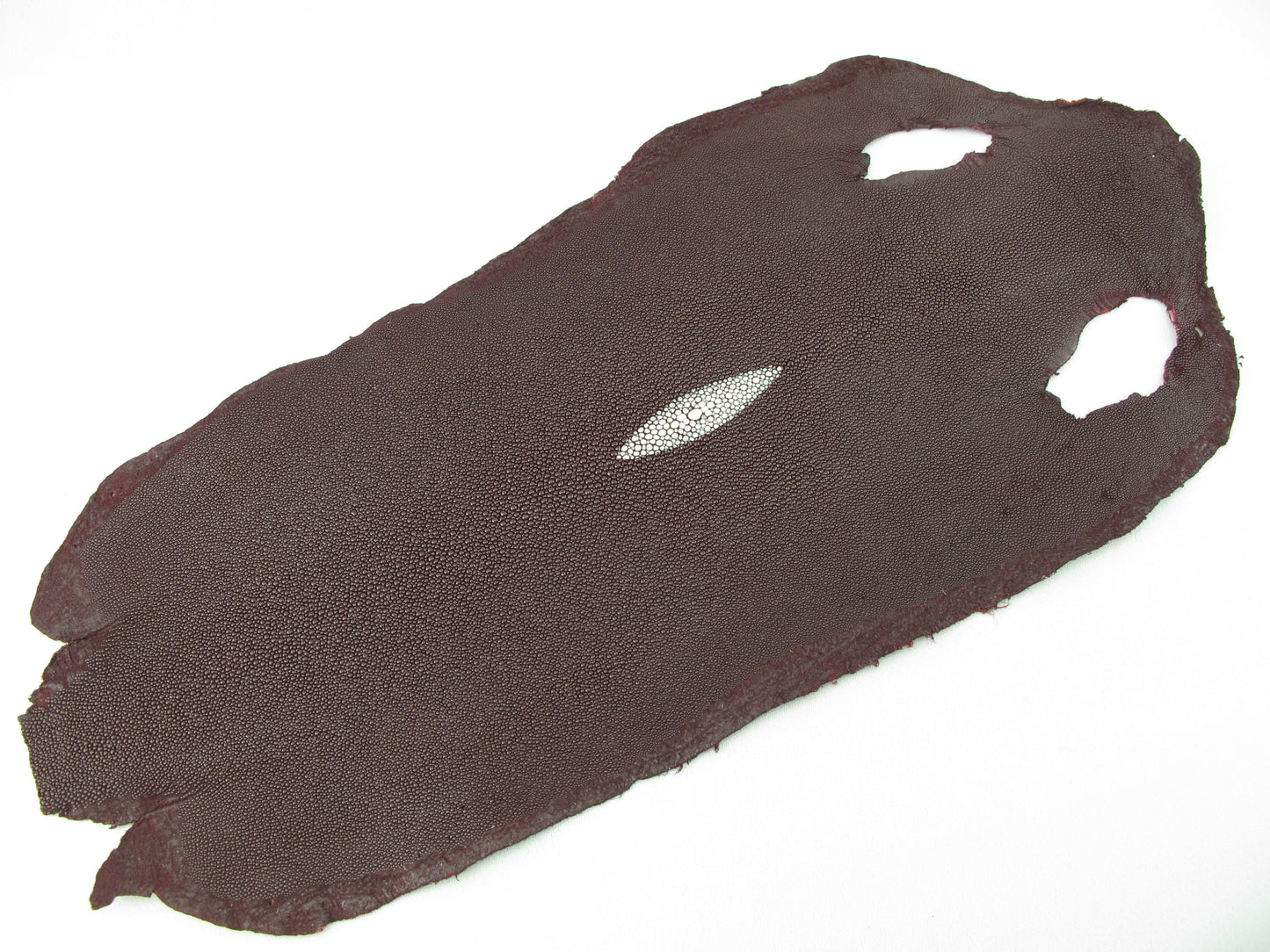 Genuine Stingray Skin Leather Long Shape Hide Pelt Wine Red