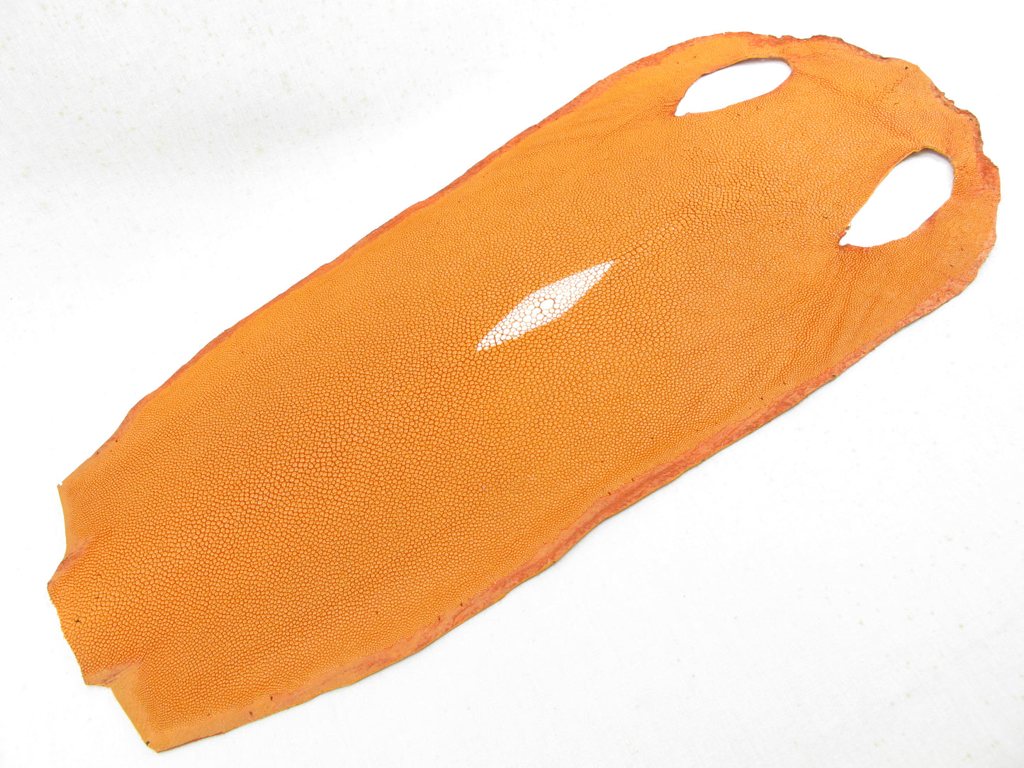 Genuine Stingray Skin Leather Long Shape Hide Pelt Yellow Orange