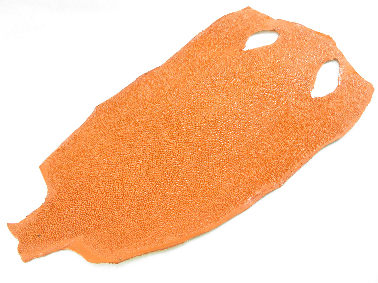 Genuine Stingray Skin Leather Round Shape Hide Pelt Traffic Orange