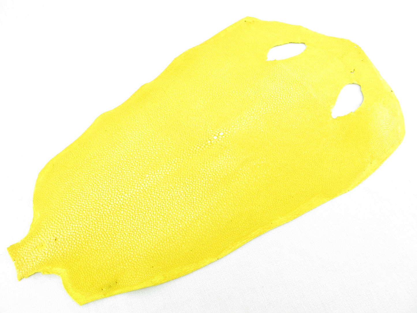 Genuine Polished Stingray Skin Leather Round Shape Hide Pelt Yellow