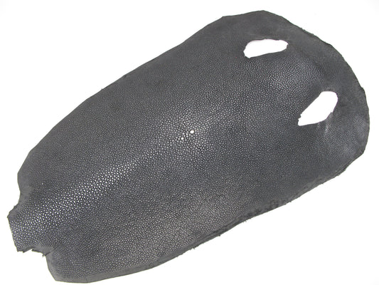 Genuine Polished Stingray Skin Leather Round Shape Hide Pelt Black