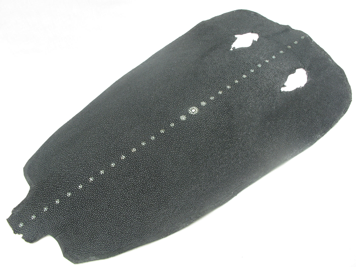 Genuine Stingray Skin Leather Round Shape Hide Pelt Black