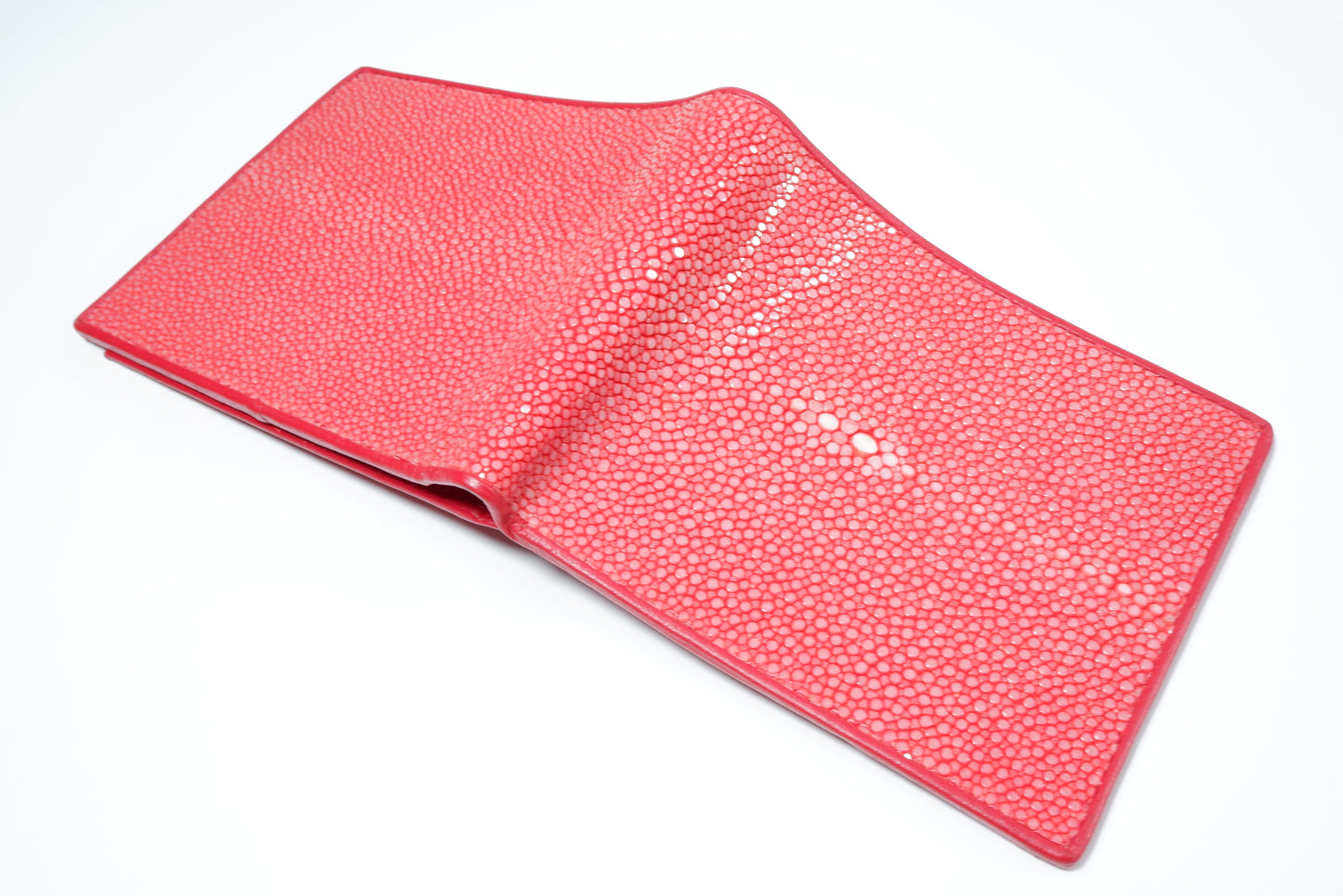 Genuine Polished Stingray Skin Leather Soft & Slim Bifold Wallet