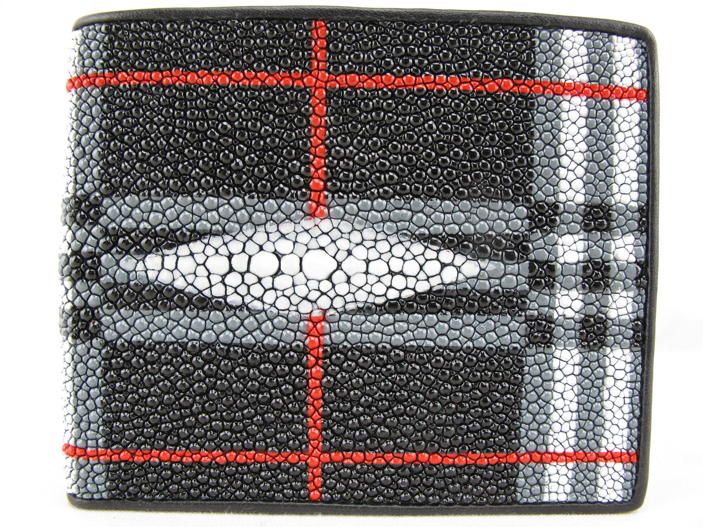 Genuine Stingray Skin Leather Bifold Diagram Men's Wallet