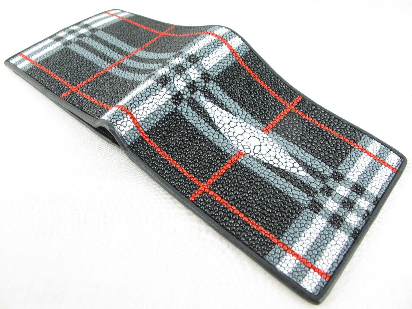 Genuine Stingray Skin Leather Bifold Diagram Men's Wallet