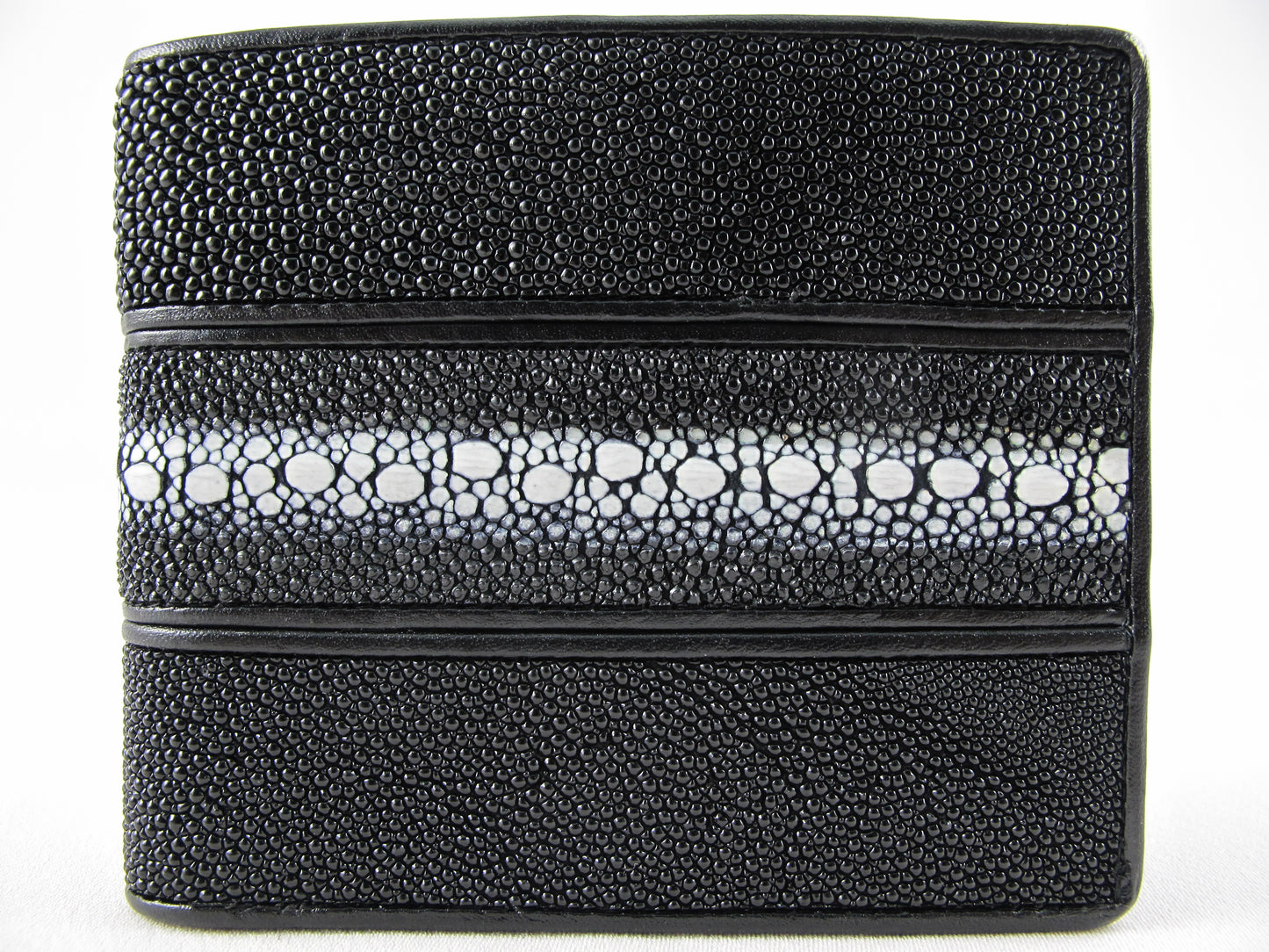 Genuine Stingray Skin Leather Row Diamond Bifold Men's Wallet