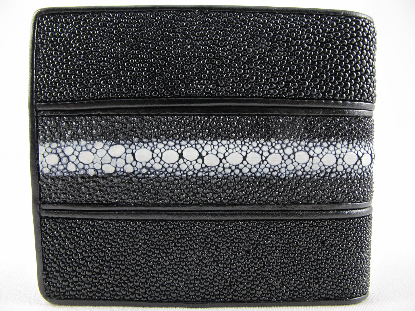 Genuine Stingray Skin Leather Row Diamond Bifold Men's Wallet