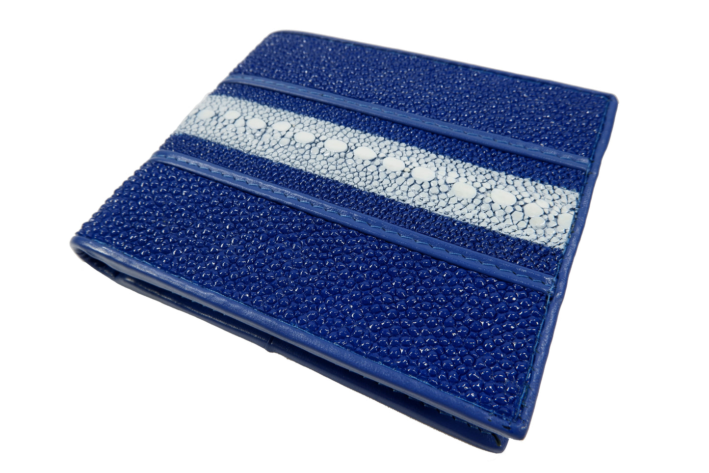 Genuine Stingray Skin Leather Row Diamond Bifold Men's Wallet