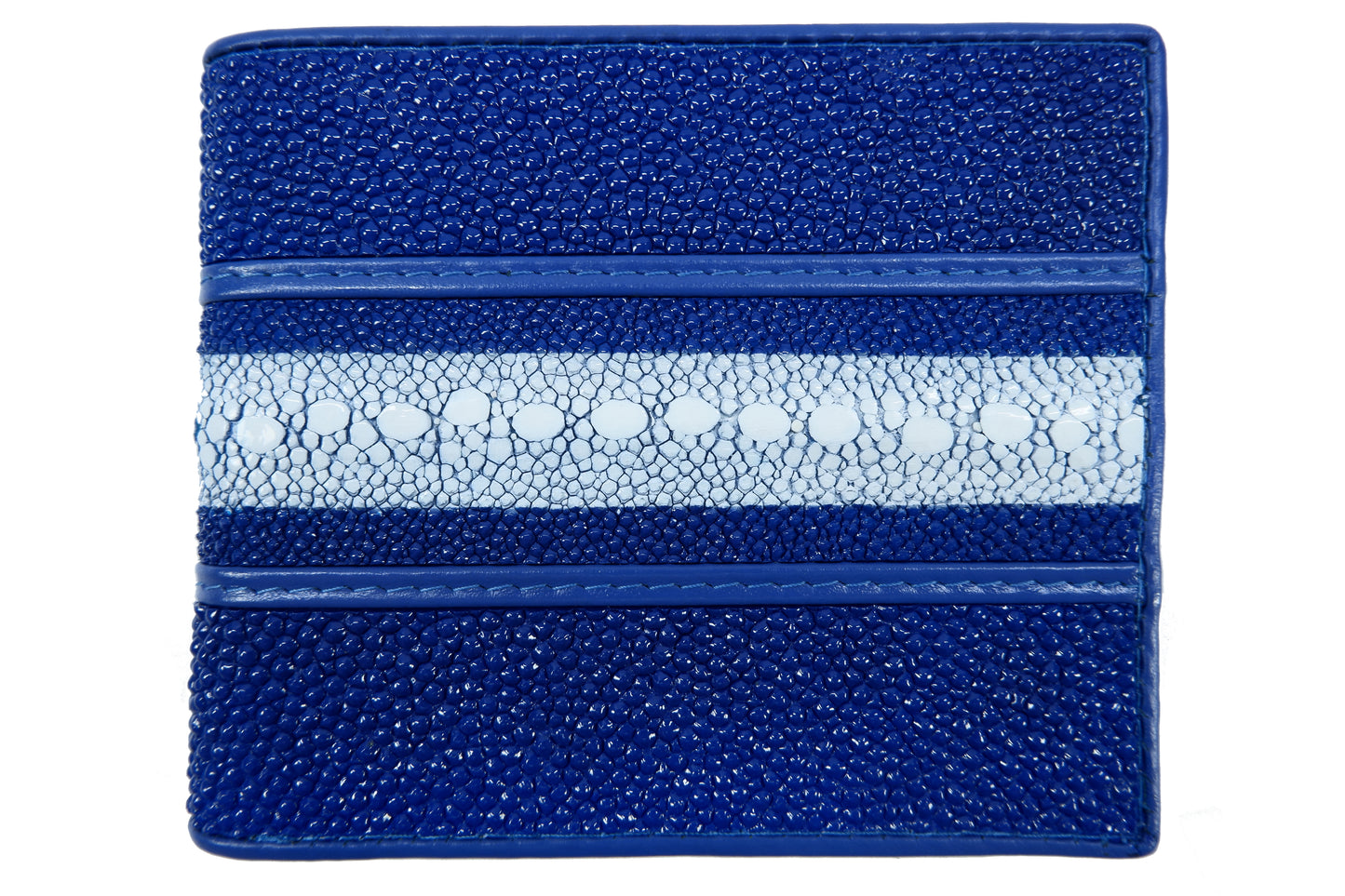 Genuine Stingray Skin Leather Row Diamond Bifold Men's Wallet