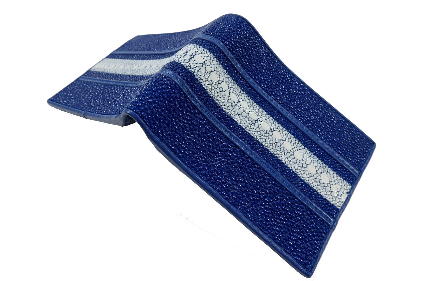 Genuine Stingray Skin Leather Row Diamond Bifold Men's Wallet