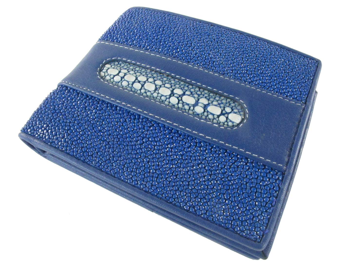 Genuine Stingray Skin Leather Row Diamond Bifold Men's Wallet