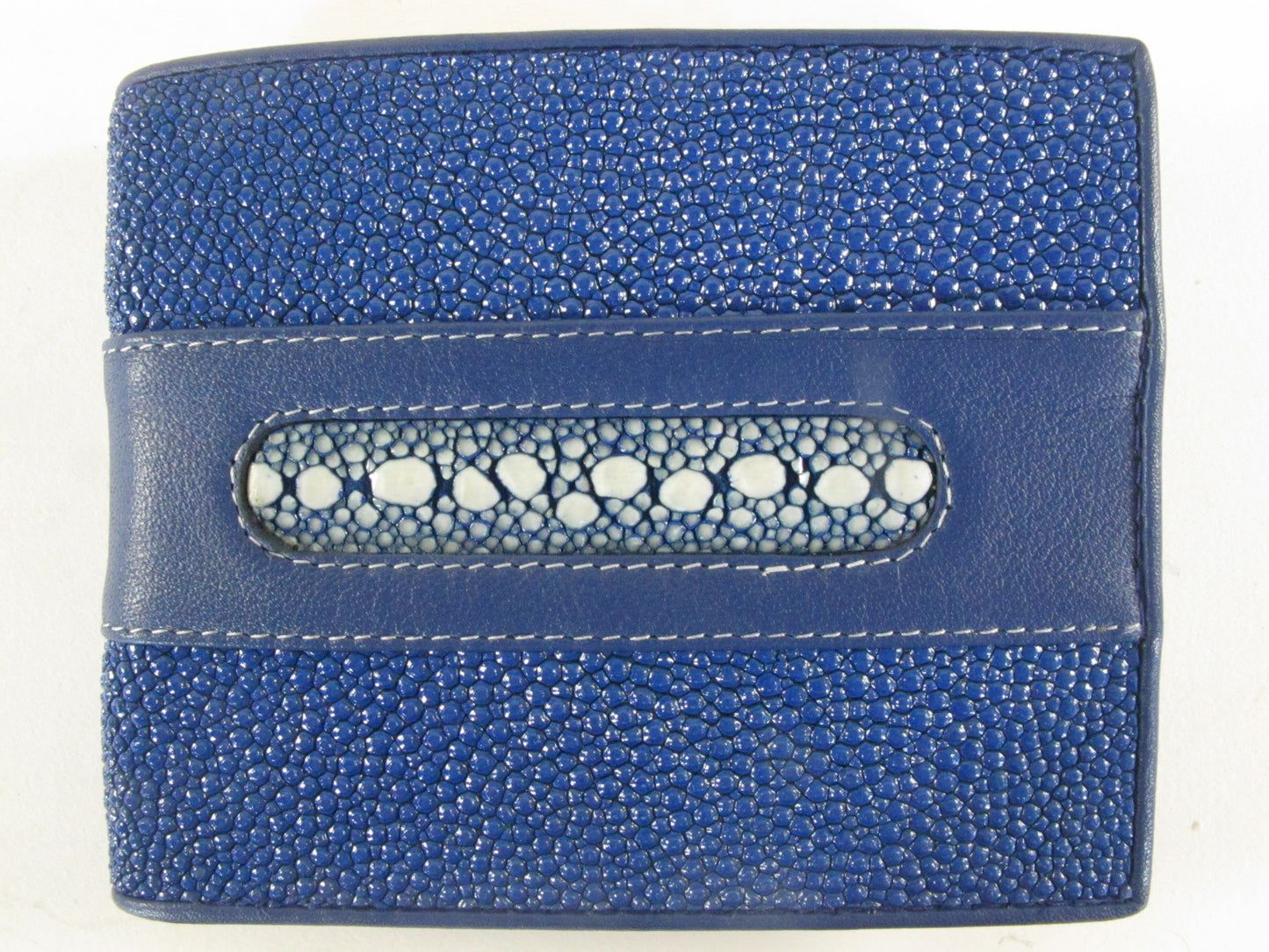 Genuine Stingray Skin Leather Row Diamond Bifold Men's Wallet