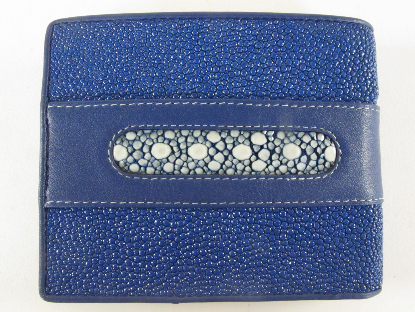 Genuine Stingray Skin Leather Row Diamond Bifold Men's Wallet