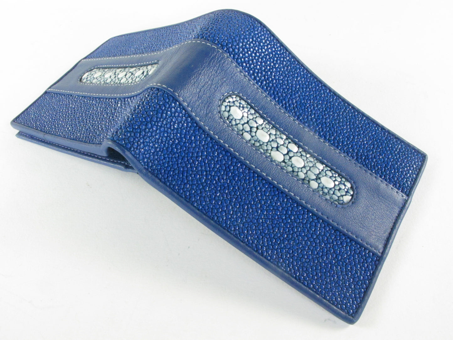Genuine Stingray Skin Leather Row Diamond Bifold Men's Wallet