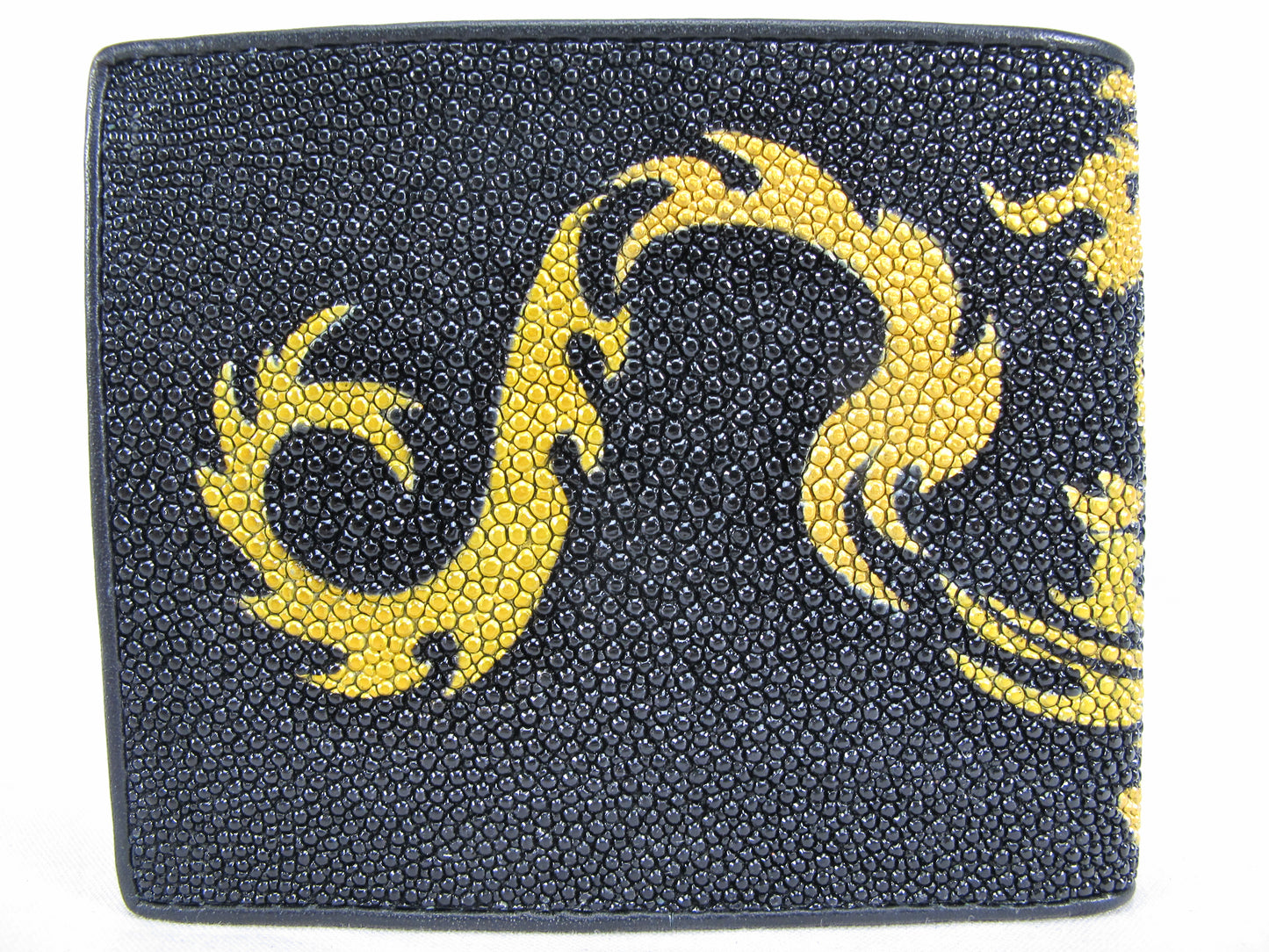 Genuine Stingray Skin Leather Bifold Dragon Men's Wallet