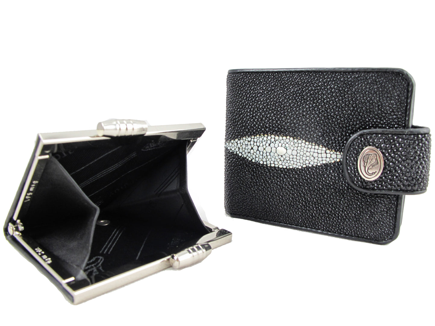 Genuine Stingray Skin Leather Women's Bifold Coins Wallet