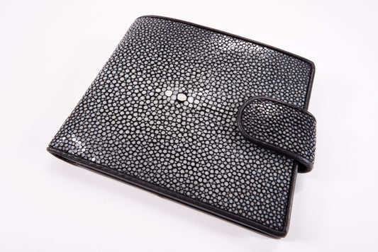 Genuine Polished Stingray Skin Leather Women's Bifold Wallet